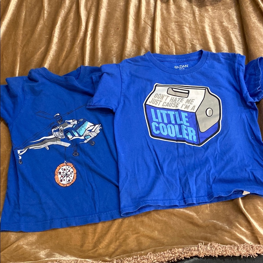 Gildan and Gymboree Blue Short Sleeve Tees Vibrant Graphic Design